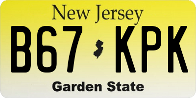 NJ license plate B67KPK