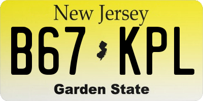NJ license plate B67KPL