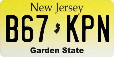 NJ license plate B67KPN