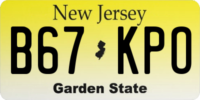 NJ license plate B67KPO