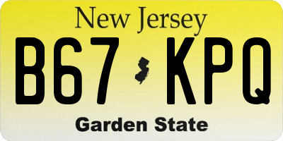NJ license plate B67KPQ