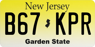 NJ license plate B67KPR