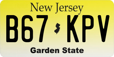 NJ license plate B67KPV