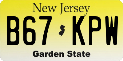 NJ license plate B67KPW