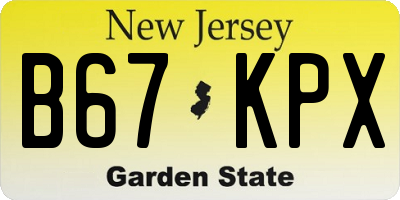 NJ license plate B67KPX