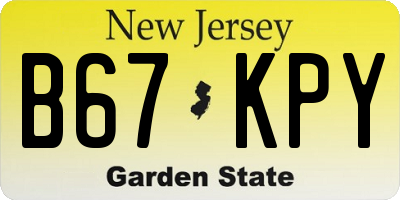 NJ license plate B67KPY