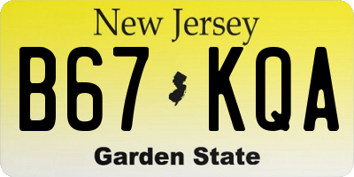 NJ license plate B67KQA