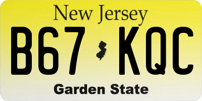 NJ license plate B67KQC
