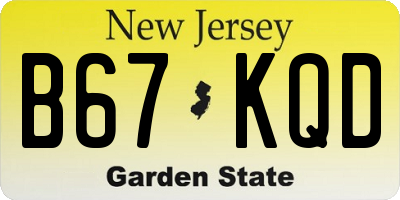 NJ license plate B67KQD