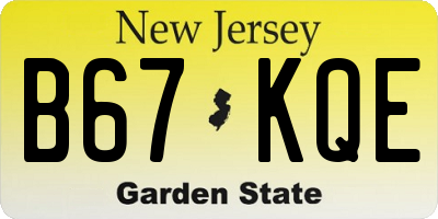 NJ license plate B67KQE
