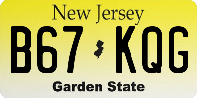 NJ license plate B67KQG