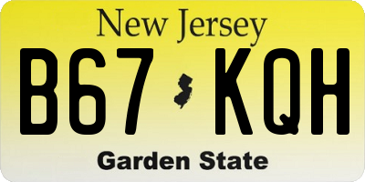 NJ license plate B67KQH