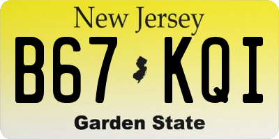 NJ license plate B67KQI