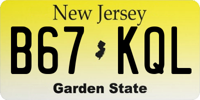 NJ license plate B67KQL