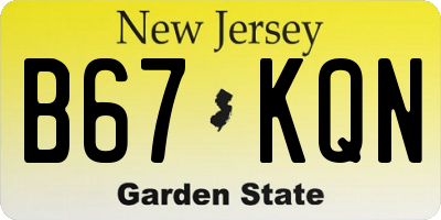 NJ license plate B67KQN