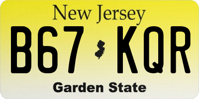 NJ license plate B67KQR