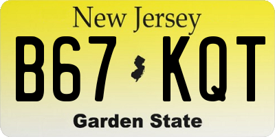 NJ license plate B67KQT