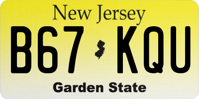 NJ license plate B67KQU