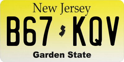 NJ license plate B67KQV