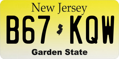 NJ license plate B67KQW