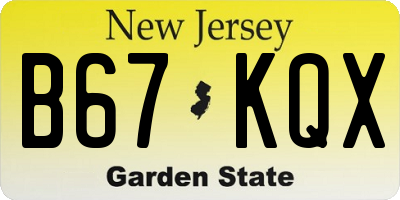 NJ license plate B67KQX
