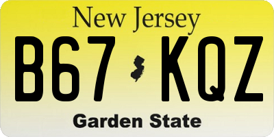 NJ license plate B67KQZ