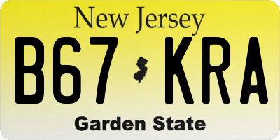 NJ license plate B67KRA