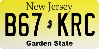 NJ license plate B67KRC