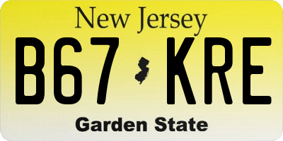 NJ license plate B67KRE