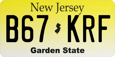 NJ license plate B67KRF