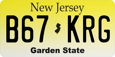 NJ license plate B67KRG