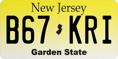 NJ license plate B67KRI