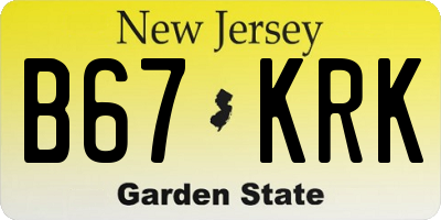 NJ license plate B67KRK