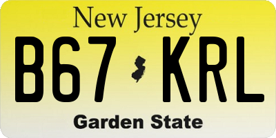 NJ license plate B67KRL