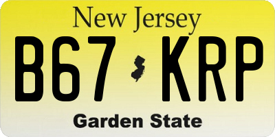NJ license plate B67KRP