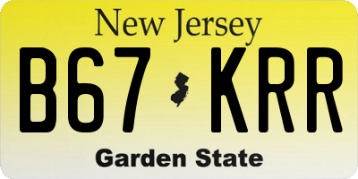 NJ license plate B67KRR