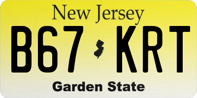 NJ license plate B67KRT