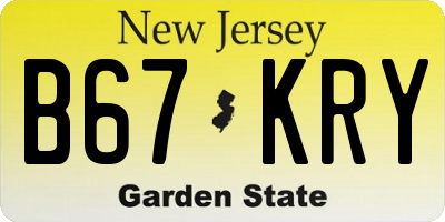 NJ license plate B67KRY