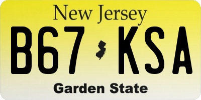 NJ license plate B67KSA