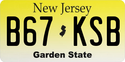 NJ license plate B67KSB