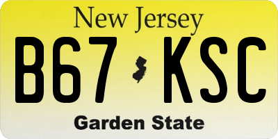 NJ license plate B67KSC