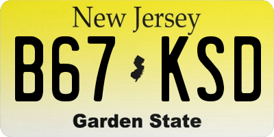 NJ license plate B67KSD