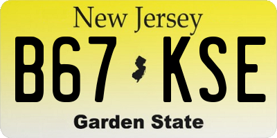 NJ license plate B67KSE