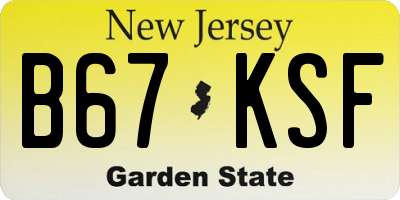 NJ license plate B67KSF