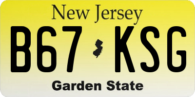 NJ license plate B67KSG