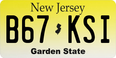 NJ license plate B67KSI