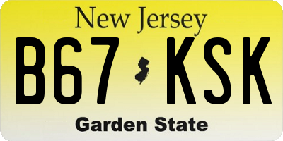 NJ license plate B67KSK