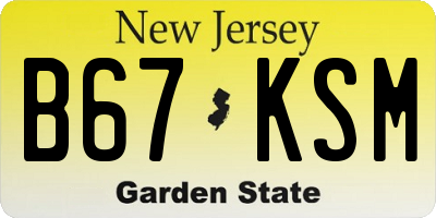 NJ license plate B67KSM