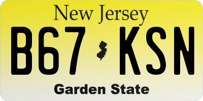 NJ license plate B67KSN