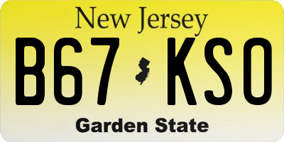 NJ license plate B67KSO